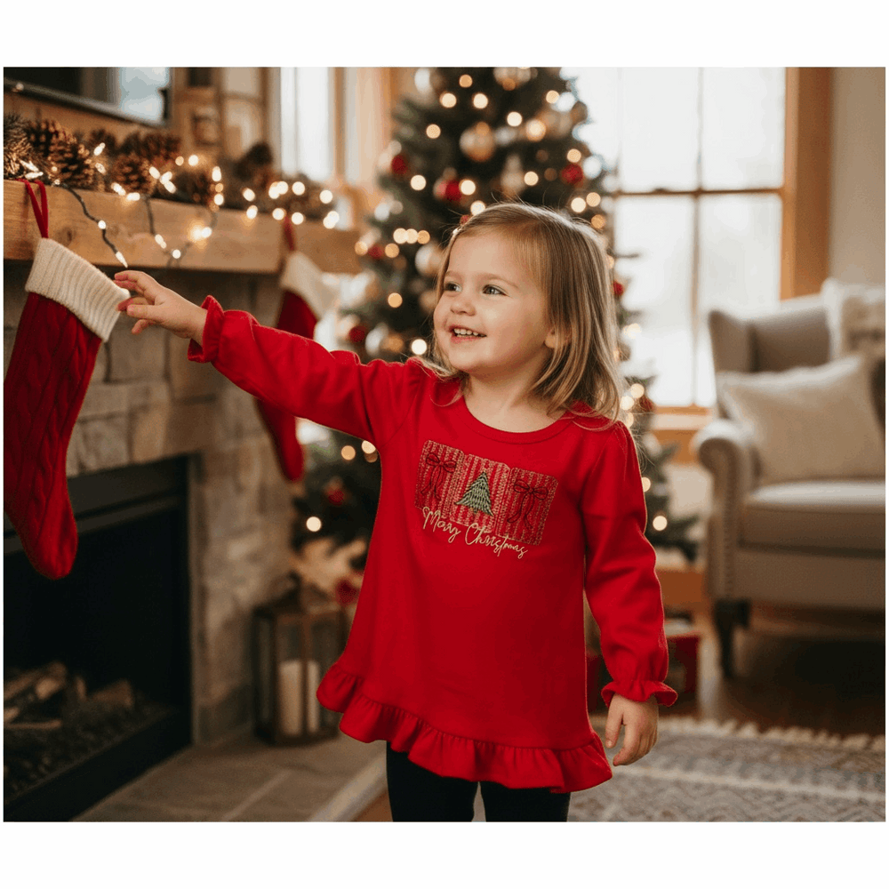 Merry Christmas Embroidered Shirt, Gown or Onesie - Premium Christmas Shirts from Pat's Monograms - Just $19.95! Shop now at Pat's Monograms