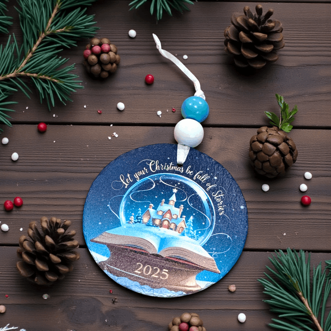 Let Your Christmas Be Full of Stories - Slate UV Printed Ornament - Premium Christmas Ornament from Pat's Monograms - Just $12.95! Shop now at Pat's Monograms