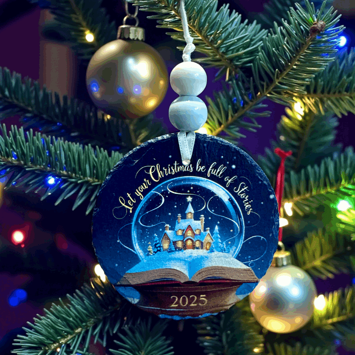 Let Your Christmas Be Full of Stories - Slate UV Printed Ornament - Premium Christmas Ornament from Pat's Monograms - Just $12.95! Shop now at Pat's Monograms
