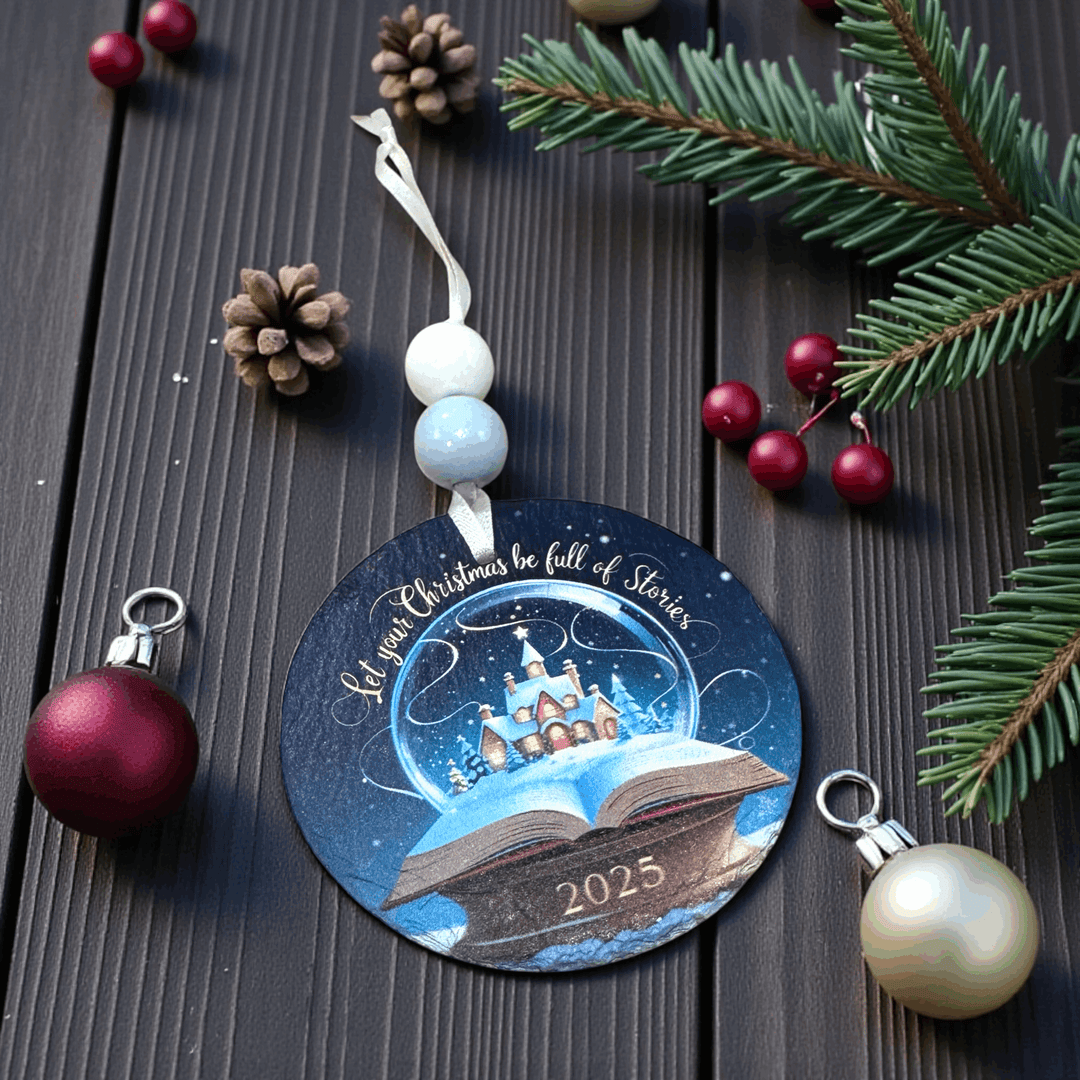 Let Your Christmas Be Full of Stories - Slate UV Printed Ornament - Premium Christmas Ornament from Pat's Monograms - Just $12.95! Shop now at Pat's Monograms