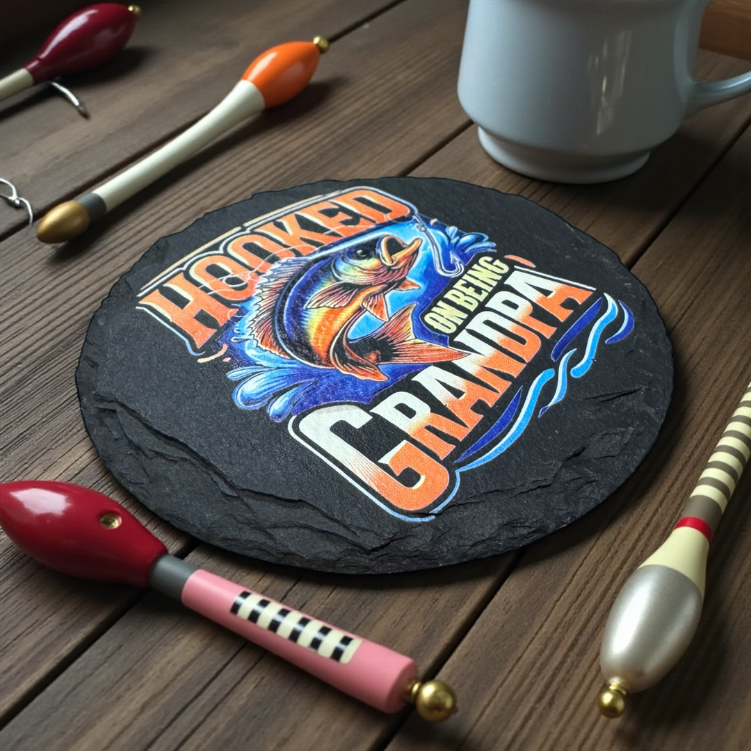 Hooked on Being Grandpa - Premium barware from Pat's Monograms - Just $6.50! Shop now at Pat's Monograms