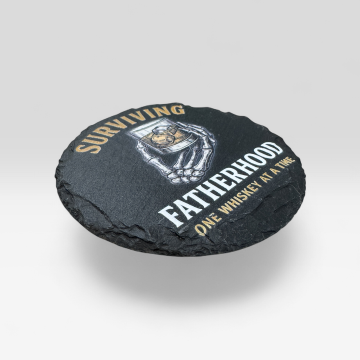 Surviving Fatherhood Slate Coaster - Premium barware from Pat's Monograms - Just $6.50! Shop now at Pat's Monograms