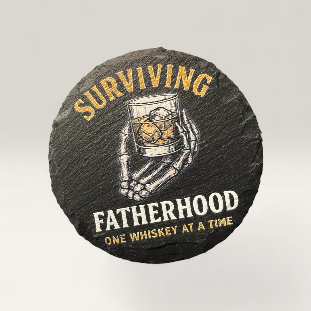Surviving Fatherhood Slate Coaster - Premium barware from Pat's Monograms - Just $6.50! Shop now at Pat's Monograms