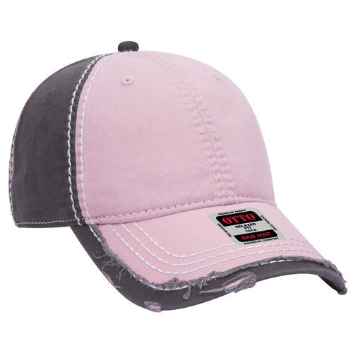 Distressed Two Tone Twill Cap w/ Heavy Stitching — Otto Caps Headwear