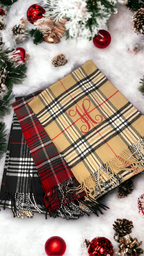 Plaid Cashmere Feel Scarves with Embroidered Single Initial — Accessories