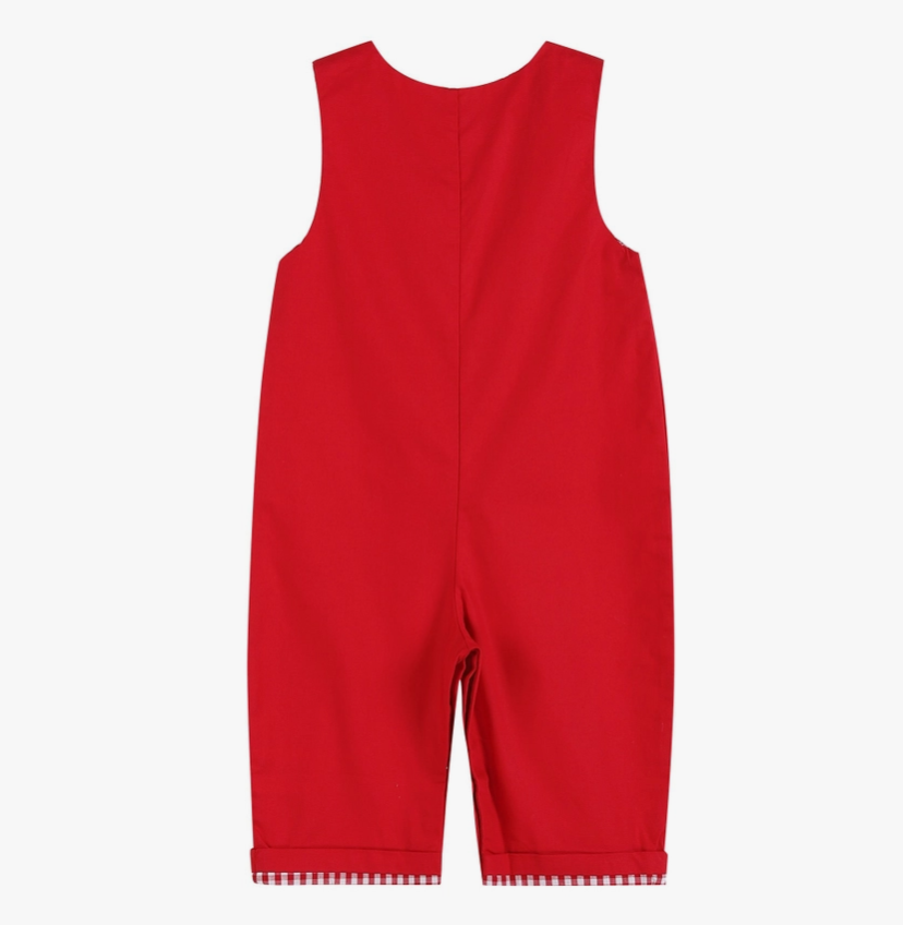 Red Gingham Trim Overalls - Premium  from Lil Cactus - Just $34.95! Shop now at Pat's Monograms