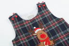 Navy and Red Plaid Reindeer Overalls — Lil Cactus