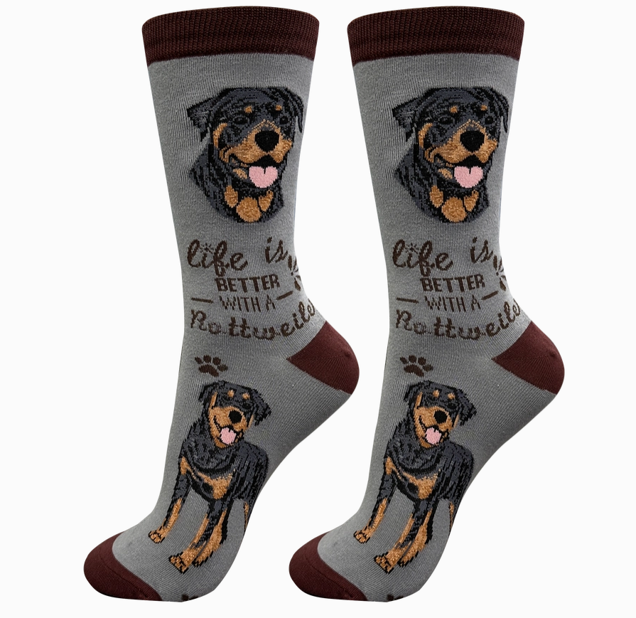 Rottweiler - Life is Better Socks - Premium Socks from Sock Daddy - Just $10.95! Shop now at Pat's Monograms