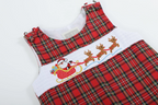 Red Christmas Plaid Santa Sleigh Smocked Overalls — Lil Cactus