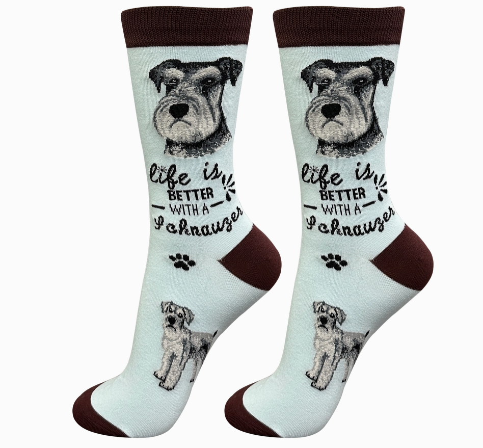 Schnauzer Uncropped - Life is Better Socks - Premium Socks from Sock Daddy - Just $10.95! Shop now at Pat's Monograms