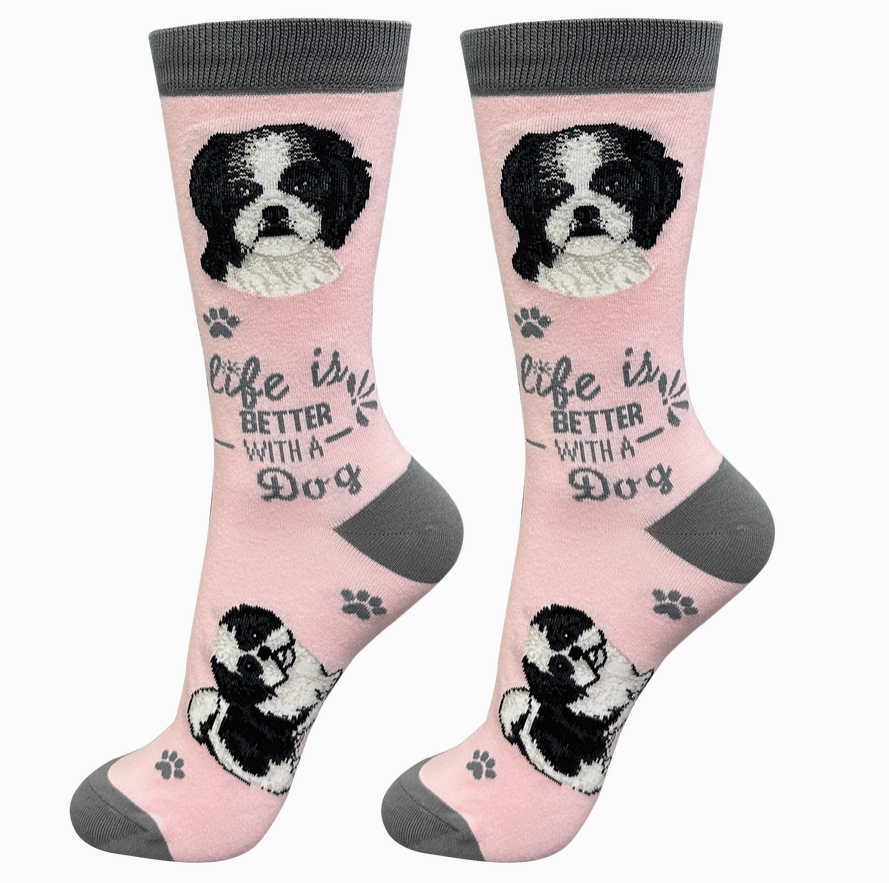Shih Tzu Black Life is Better Socks - Premium Socks from Sock Daddy - Just $10.95! Shop now at Pat's Monograms