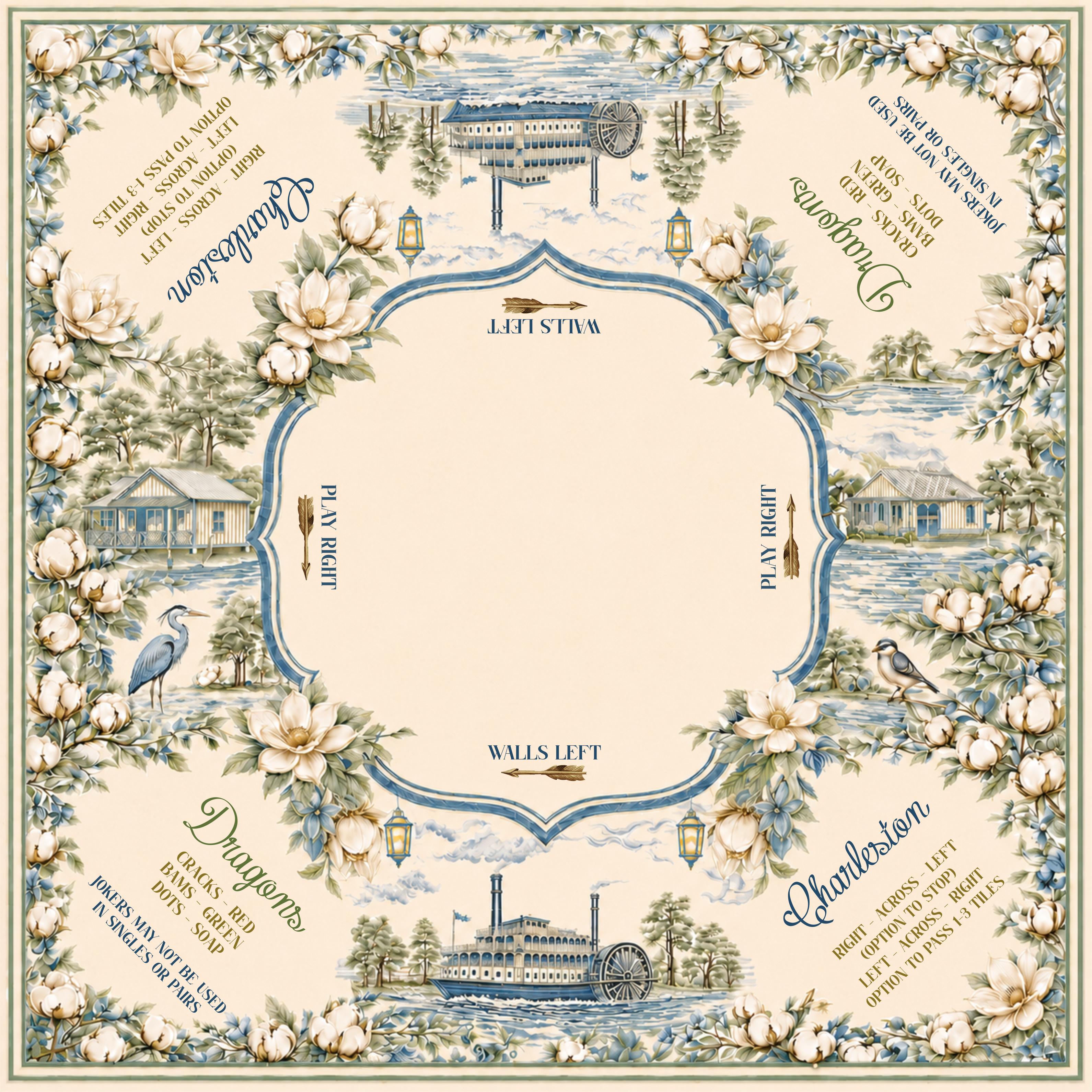 Southern Theme Mahjong Mat — Player's Edition — Preorder - Premium Mahjong from Pat's Monograms - Just $80! Shop now at Pat's Monograms
