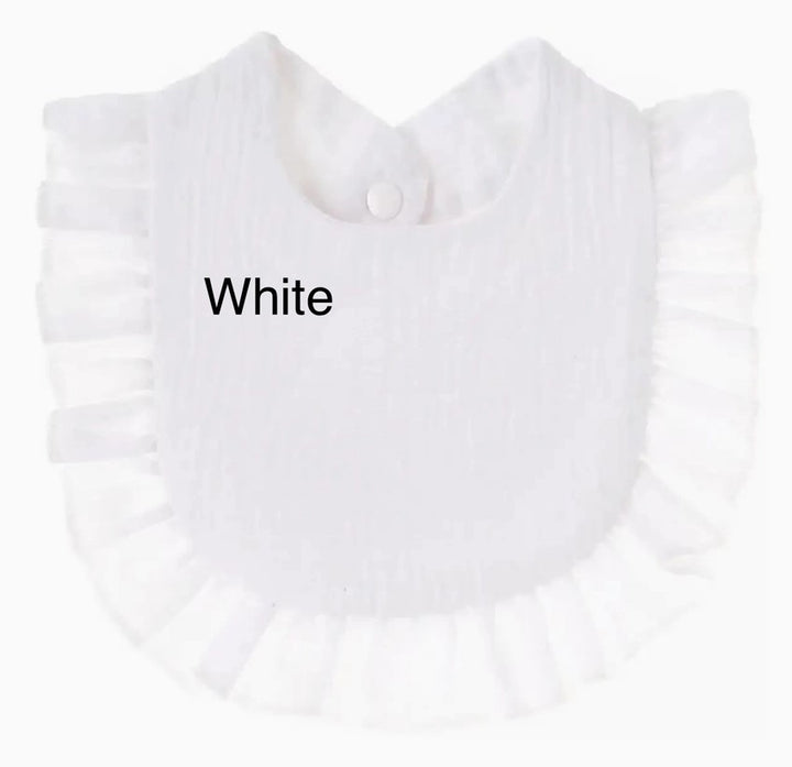Muslin Ruffle Bib - Premium Baby Accessories from Zsa Zsa & LoLLi - Just $8.95! Shop now at Pat's Monograms