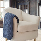 Quinn Chunky Diamond Knit Cotton Throw: Denim — Tajik Home LLC