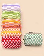 CHECKER MAKEUP COSMETIC POUCH BAG — JOSSLYN by Wall to Wall Cosmetic Bag