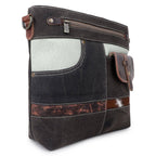 Canvas Cowhide & Leather Women Crossbody - Platinum/ Black — Sixtease Bags USA