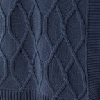 Quinn Chunky Diamond Knit Cotton Throw: Denim — Tajik Home LLC