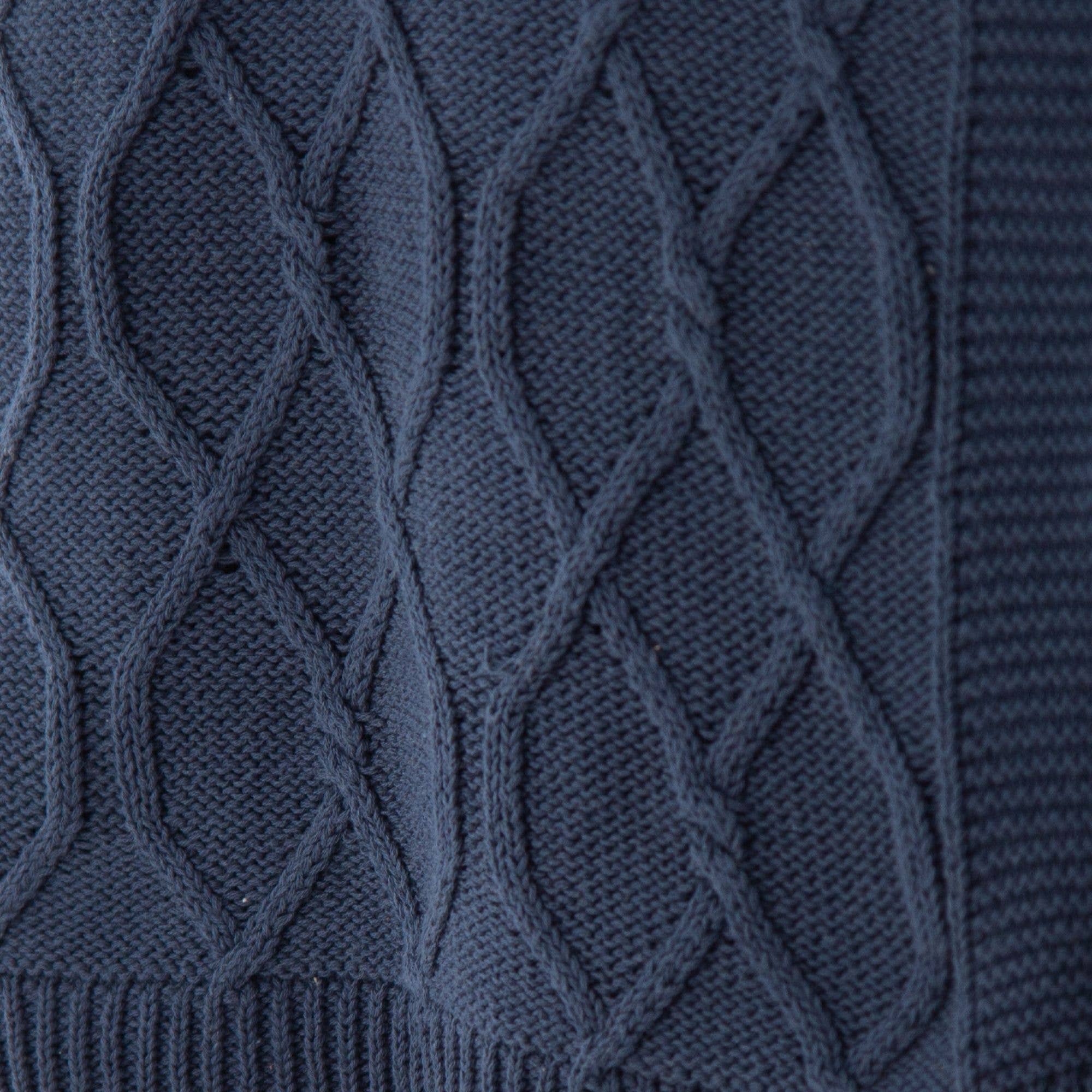 Quinn Chunky Diamond Knit Cotton Throw: Denim - Premium  from Tajik Home LLC - Just $62.95! Shop now at Pat's Monograms
