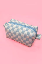 CHECKER MAKEUP COSMETIC POUCH BAG — JOSSLYN by Wall to Wall Cosmetic Bag