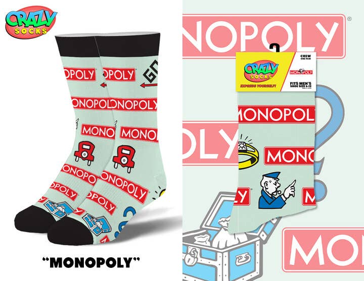 Monopoly Novelty Crew Socks - Premium socks from Crazy Socks - Just $7! Shop now at Pat's Monograms