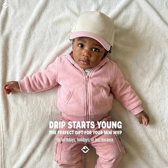 Kids/Baby Two Tone Vintage Cap - Light Pink/Beige - Premium Trucker Cap from Funky Junque - Just $15.95! Shop now at Pat's Monograms