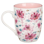 Mug Pink Floral Strength & Dignity Prov. 31:25 — Christian Art Gifts drinkware