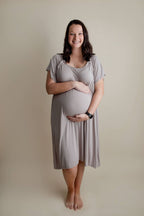 Harbor Mist Maternity Mommy Labor and Delivery/ Nursing Gown — Three Little Tots Maternity Clothing