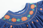 Blue Pumpkin Print Knit Smocked Romper - Premium  from Lil Cactus - Just $36! Shop now at Pat's Monograms