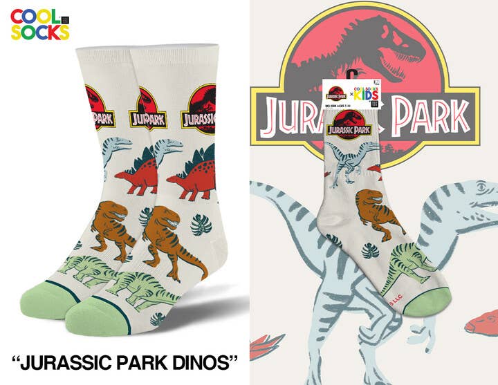 Jurassic Park Dinos - Kids 7-10 - Premium socks from Cool Socks - Just $8! Shop now at Pat's Monograms