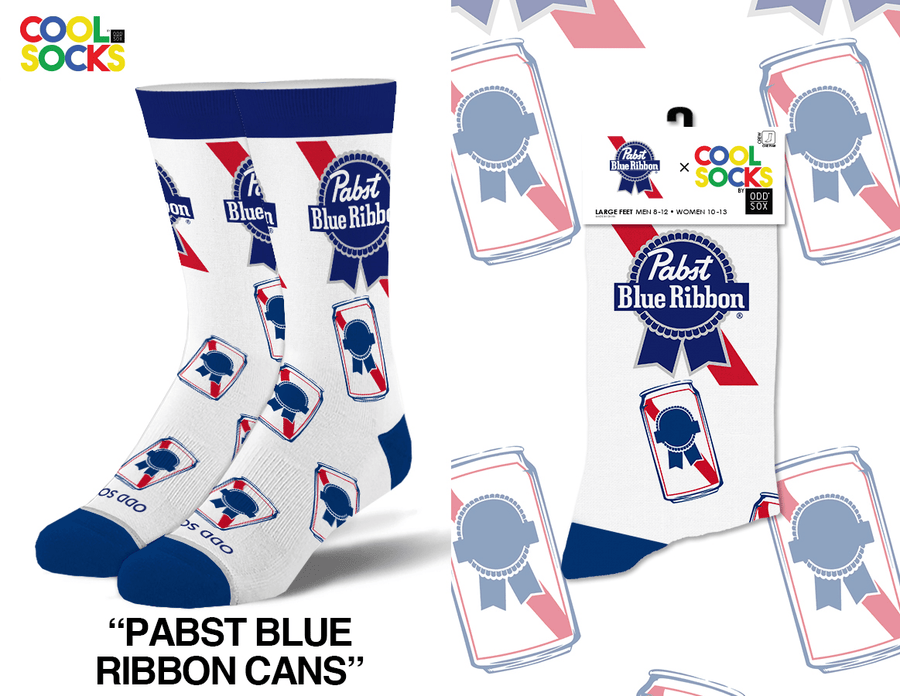 Pabst Blue Ribbon Cans - Mens Crew Folded - Premium socks from Cool Socks - Just $12.95! Shop now at Pat's Monograms