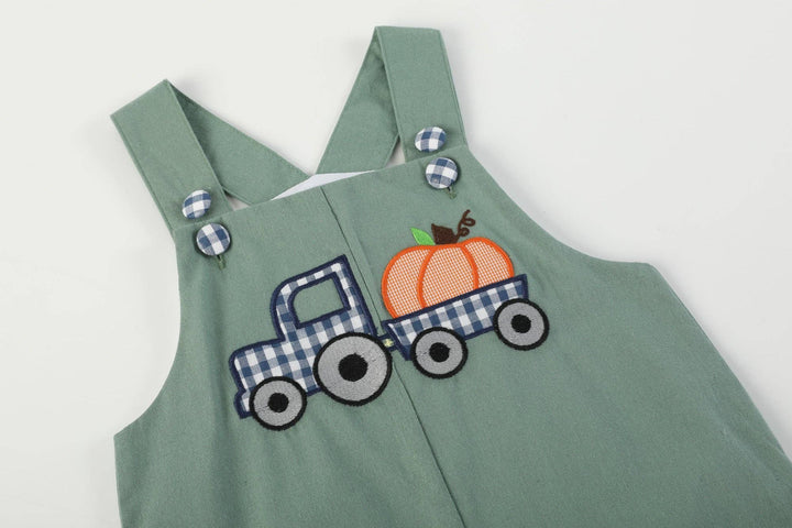 Green Pumpkin Tractor Overalls - Premium baby and Toddler Outfits from Lil Cactus - Just $34.95! Shop now at Pat's Monograms