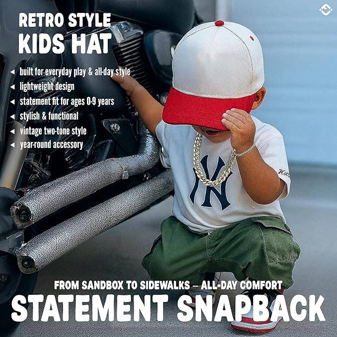 Kids/Baby Two Tone Vintage Cap - Red/Beige - Premium Trucker Cap from Funky Junque - Just $15.95! Shop now at Pat's Monograms