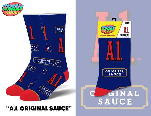 A1 Steak Sauce - Premium socks from Crazy Socks - Just $7! Shop now at Pat's Monograms