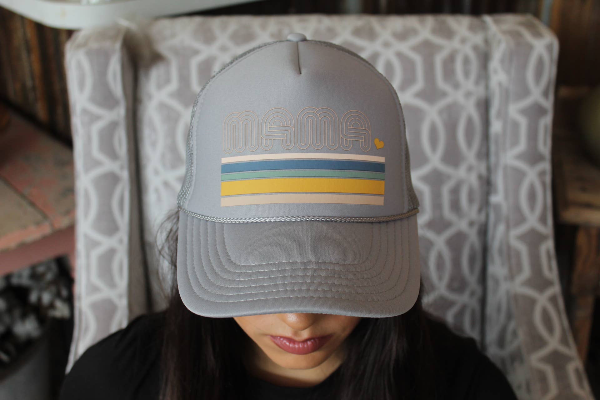 Mama Retro Striped Foam Trucker - Premium  from Vibes Hat Company - Just $22.95! Shop now at Pat's Monograms