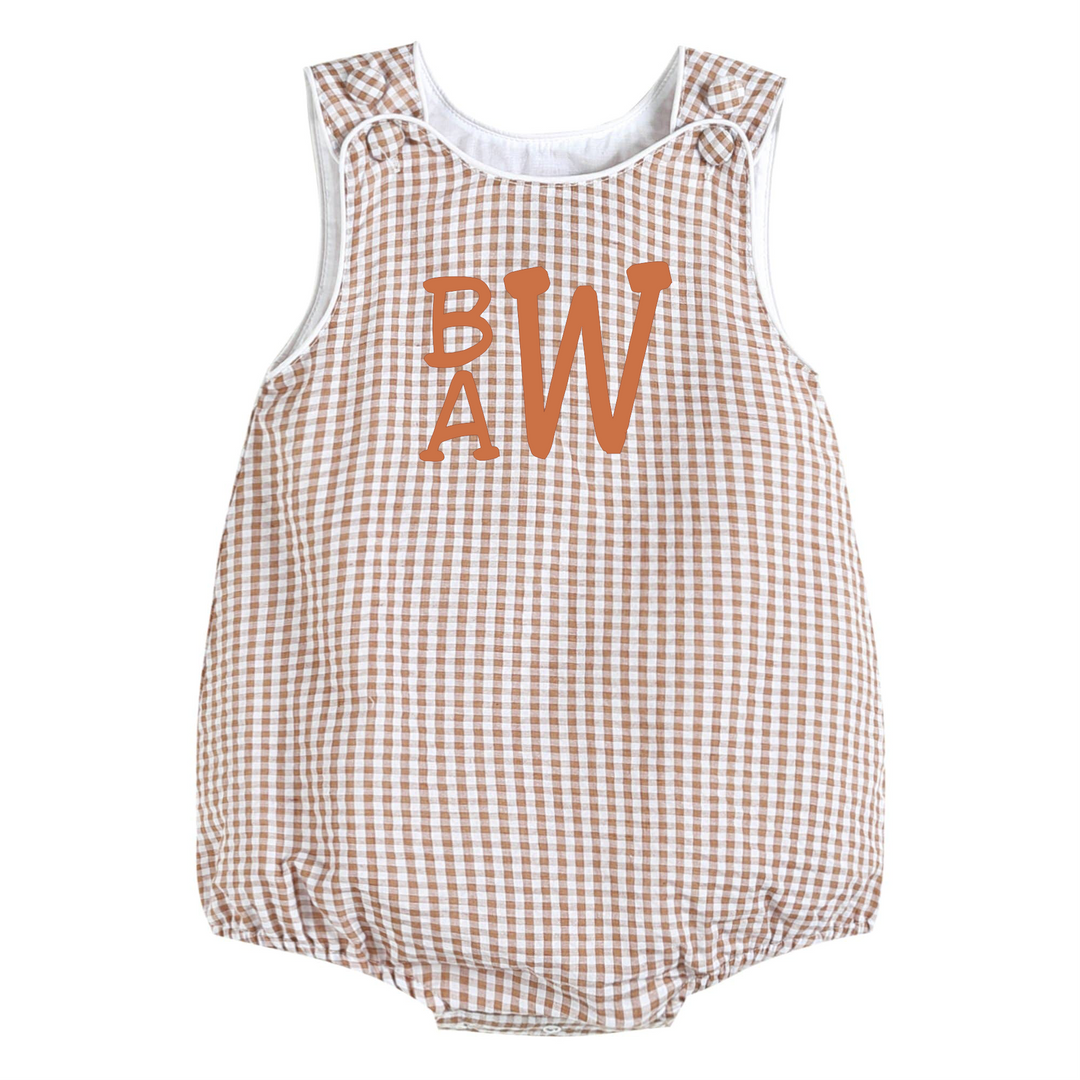 Classic Brown Gingham Baby Bubble Romper - Premium Baby & Toddler Outfits from Lil Cactus - Just $28.95! Shop now at Pat's Monograms