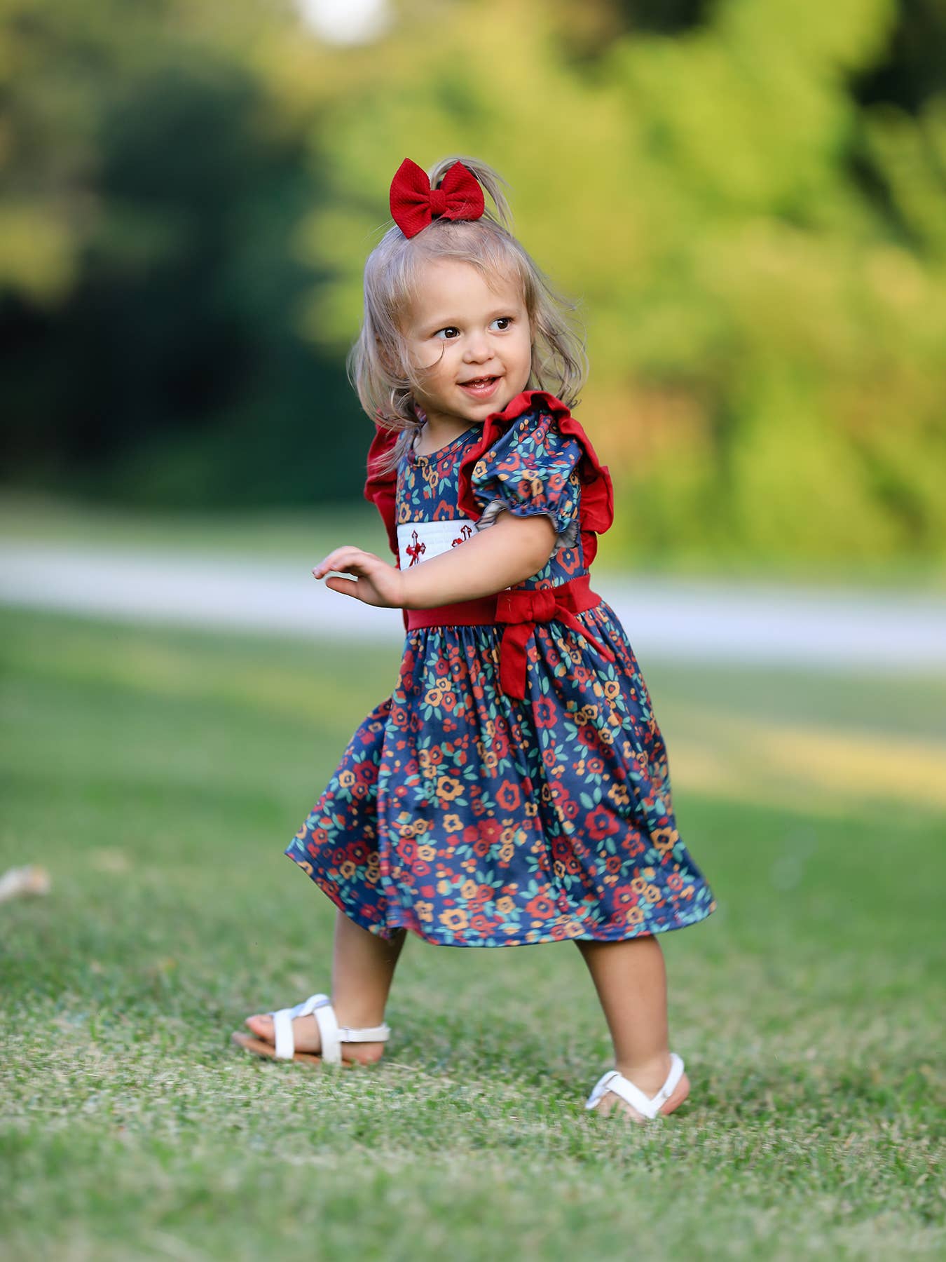 Vintage Floral Smocked Cross Bishop Dress - Premium Baby & Toddler Dresses from Rylee Faith Designs - Just $28.95! Shop now at Pat's Monograms