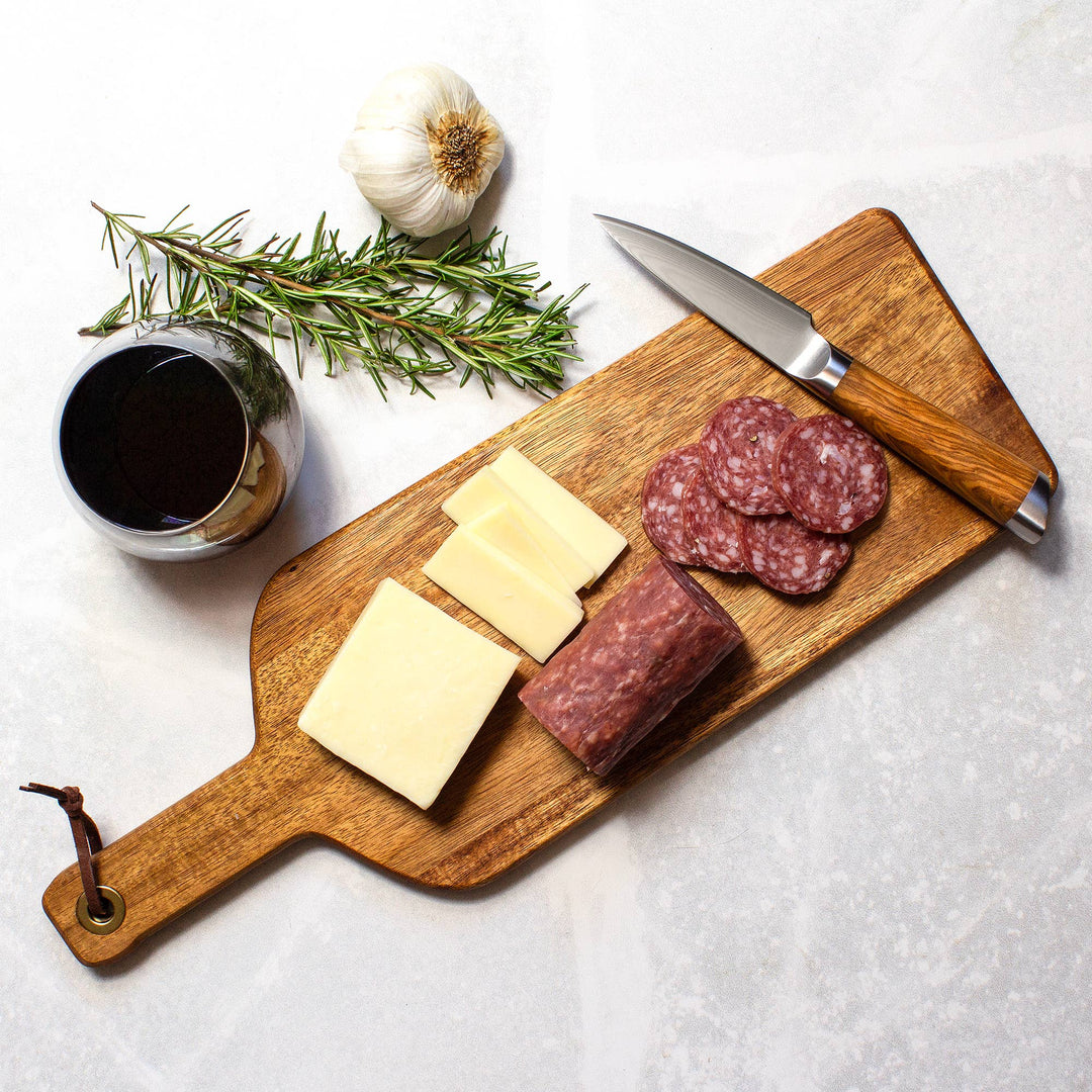Rock & Branch® Acacia Wood Wine Bottle Shaped Charcuterie Board - Premium Cutting Board from Totally Bamboo - Just $24.95! Shop now at Pat's Monograms