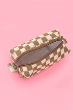 CHECKER MAKEUP COSMETIC POUCH BAG — JOSSLYN by Wall to Wall Cosmetic Bag