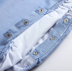 Classic Blue Denim Style Baby Bubble Romper — Lil Cactus Baby & Toddler Outfits