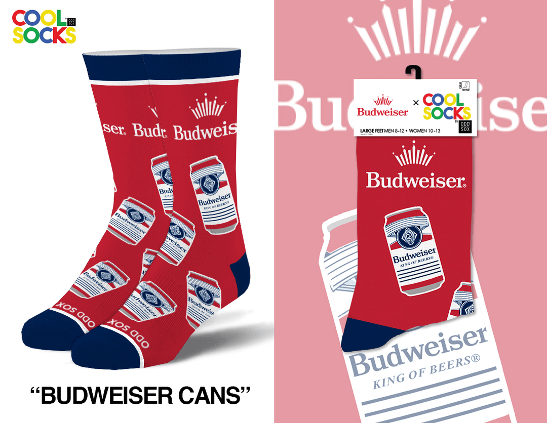 Budweiser Cans - Mens Crew Folded - Premium socks from Cool Socks - Just $12.95! Shop now at Pat's Monograms