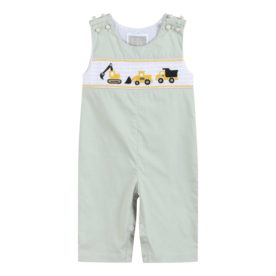 Sage Green Construction Smocked Overalls - Premium Baby & Toddler Outfits from Lil Cactus - Just $38.95! Shop now at Pat's Monograms