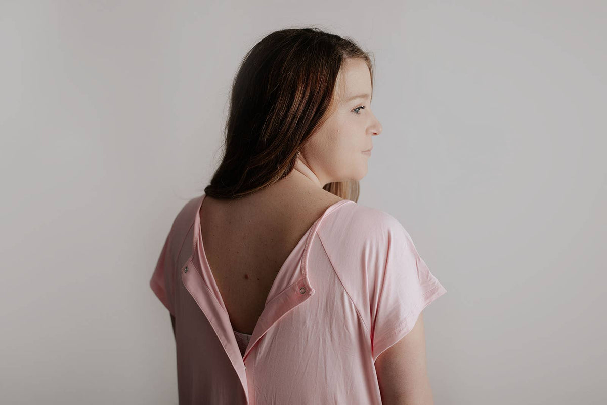 Light Pink Mommy Labor and Delivery/ Nursing Gown — Three Little Tots Maternity Clothing