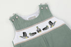 Sage Green Mallard Smocked Overalls — Lil Cactus Baby & Toddler Outfits