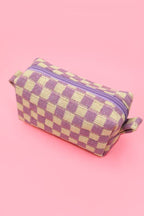 CHECKER MAKEUP COSMETIC POUCH BAG — JOSSLYN by Wall to Wall Cosmetic Bag