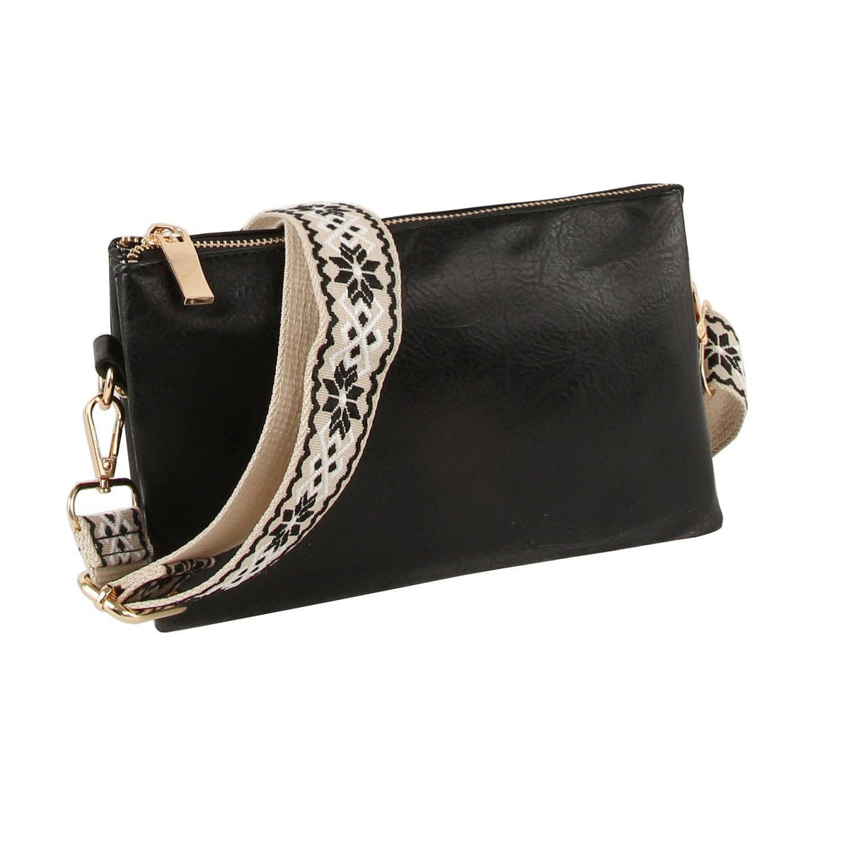 Classic daily leather crossbody with guitar strap — Handbag Factory Corp