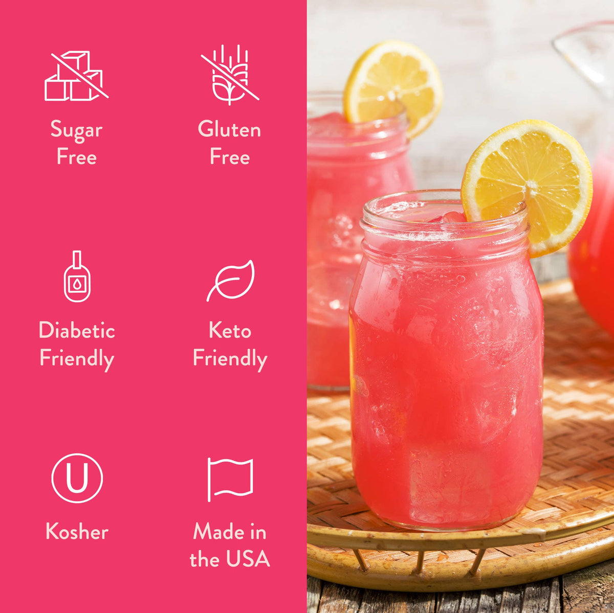 Strawberry Pink Lemonade Syrup Concentrate — Jordan's Skinny Mixes drink mix