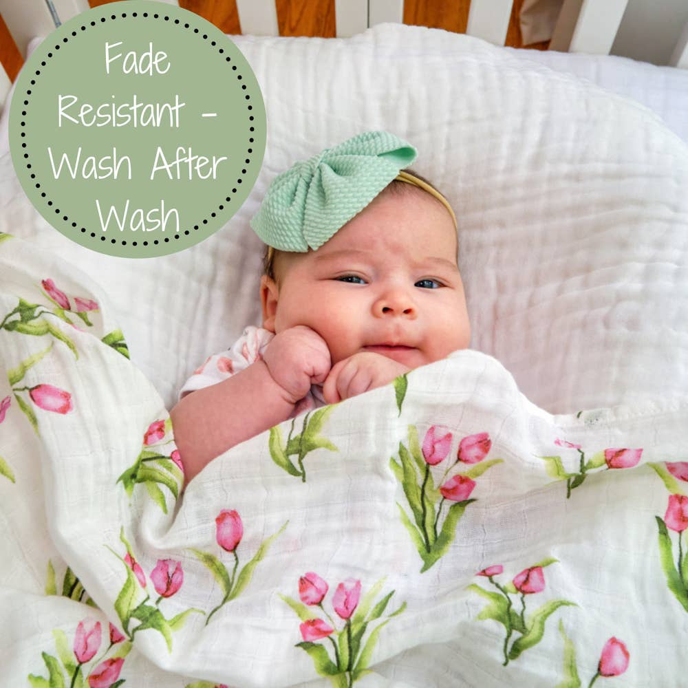Tulip Garden Baby Swaddle Blanket — LollyBanks