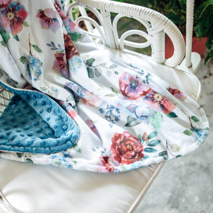 Premium Baby & Toddler Minky Blanket - Blue Floral - Premium Baby Gift from Honey Lemonade - Just $45.95! Shop now at Pat's Monograms