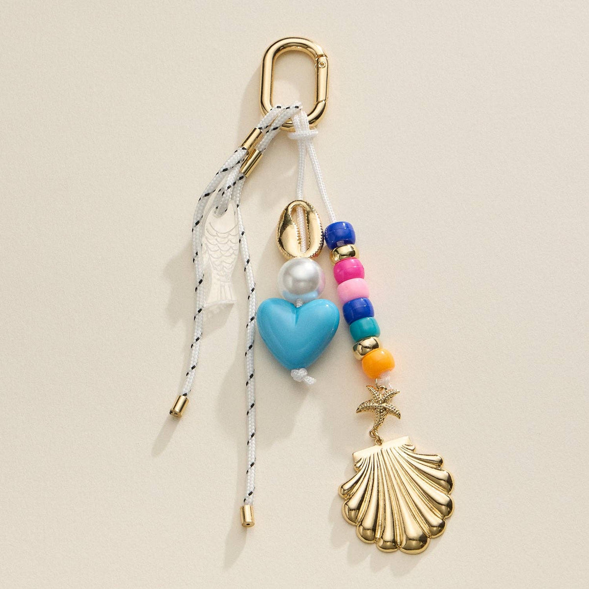 Nautical Beaded Bag Charm | Shell and Heart Accent Detail — Frem
