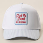 God Is Good Embroidered Patch Seersucker Brim Cap — Fashion City
